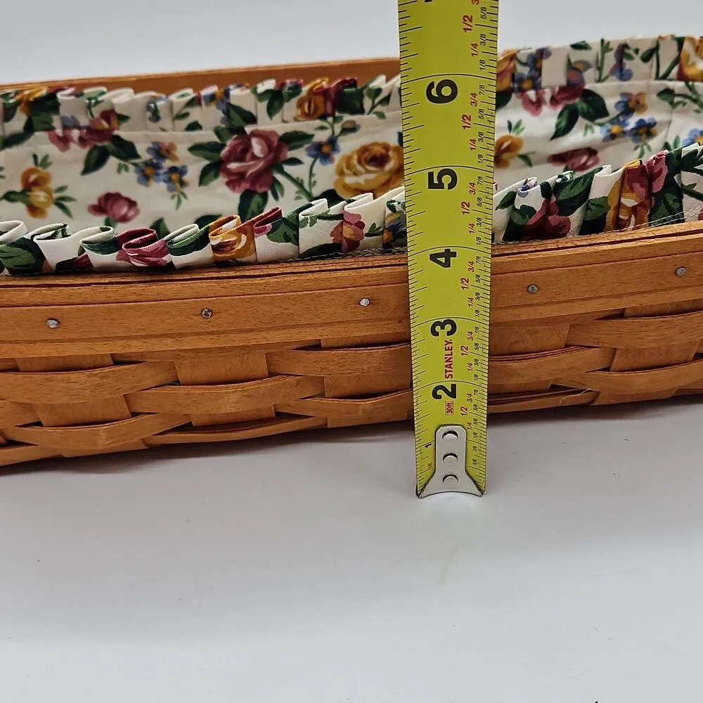 Longaberger Rectangle Basket 14” with Floral Liner 1995